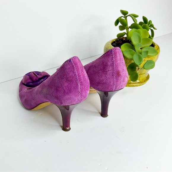 VINTAGE Kate Spade Purple Leather Button Heels - In Great Condition Size 6 W - Picture 6 of 9